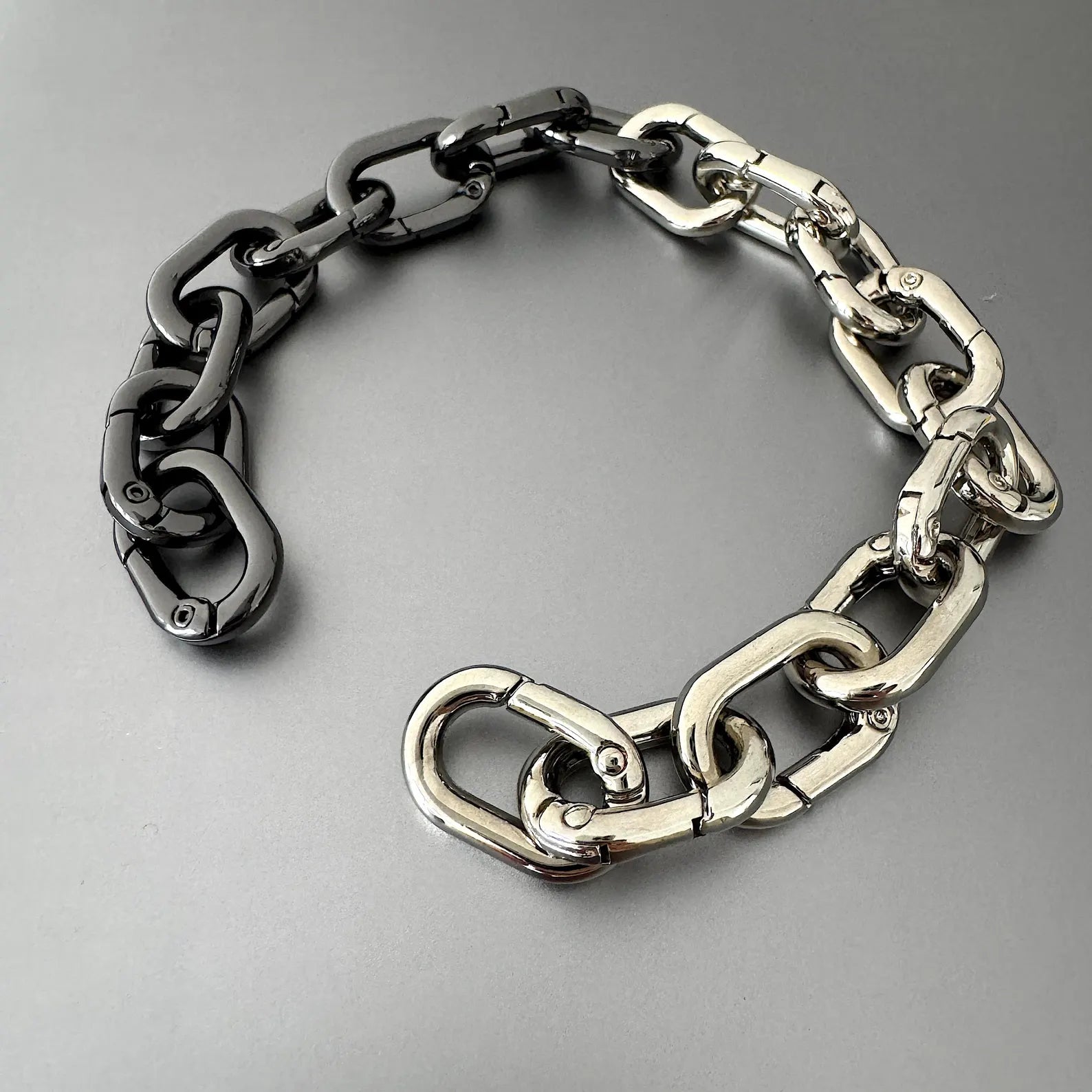 Big Link Bracelet Silver Gunmetal Stainless