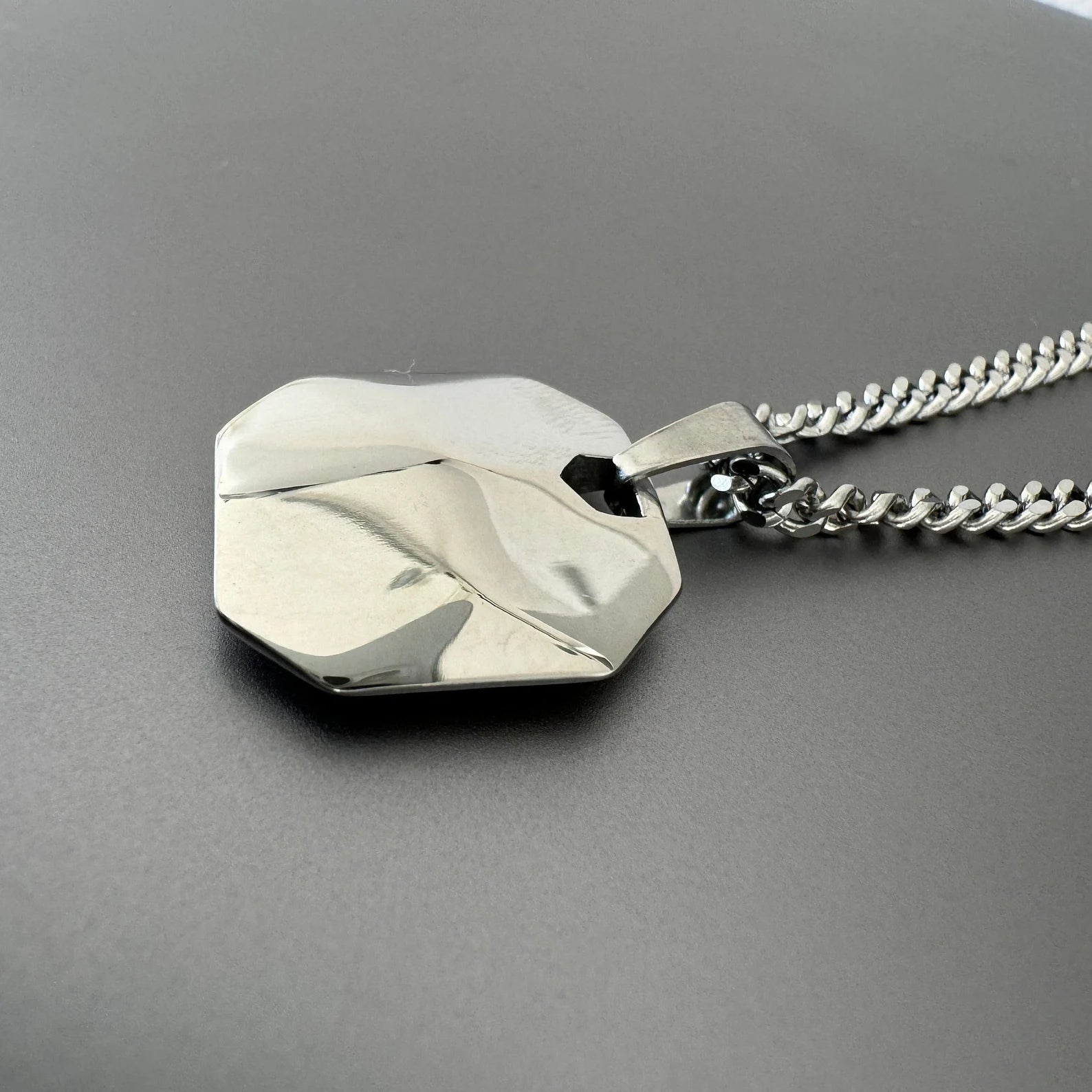 Irregular Surface Square Silver Pendant