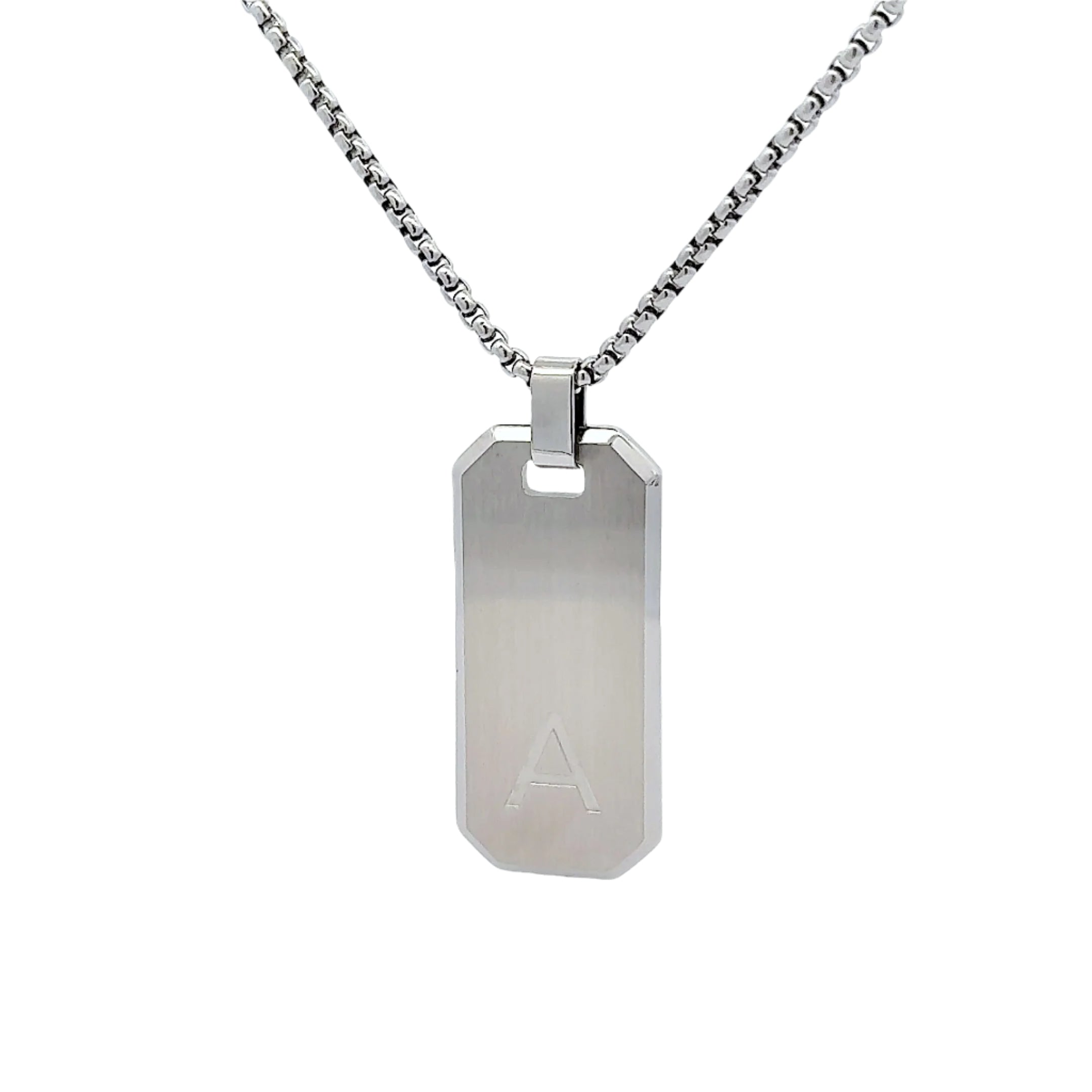 Engraved Initial Monogram Pendant Necklace A-Z