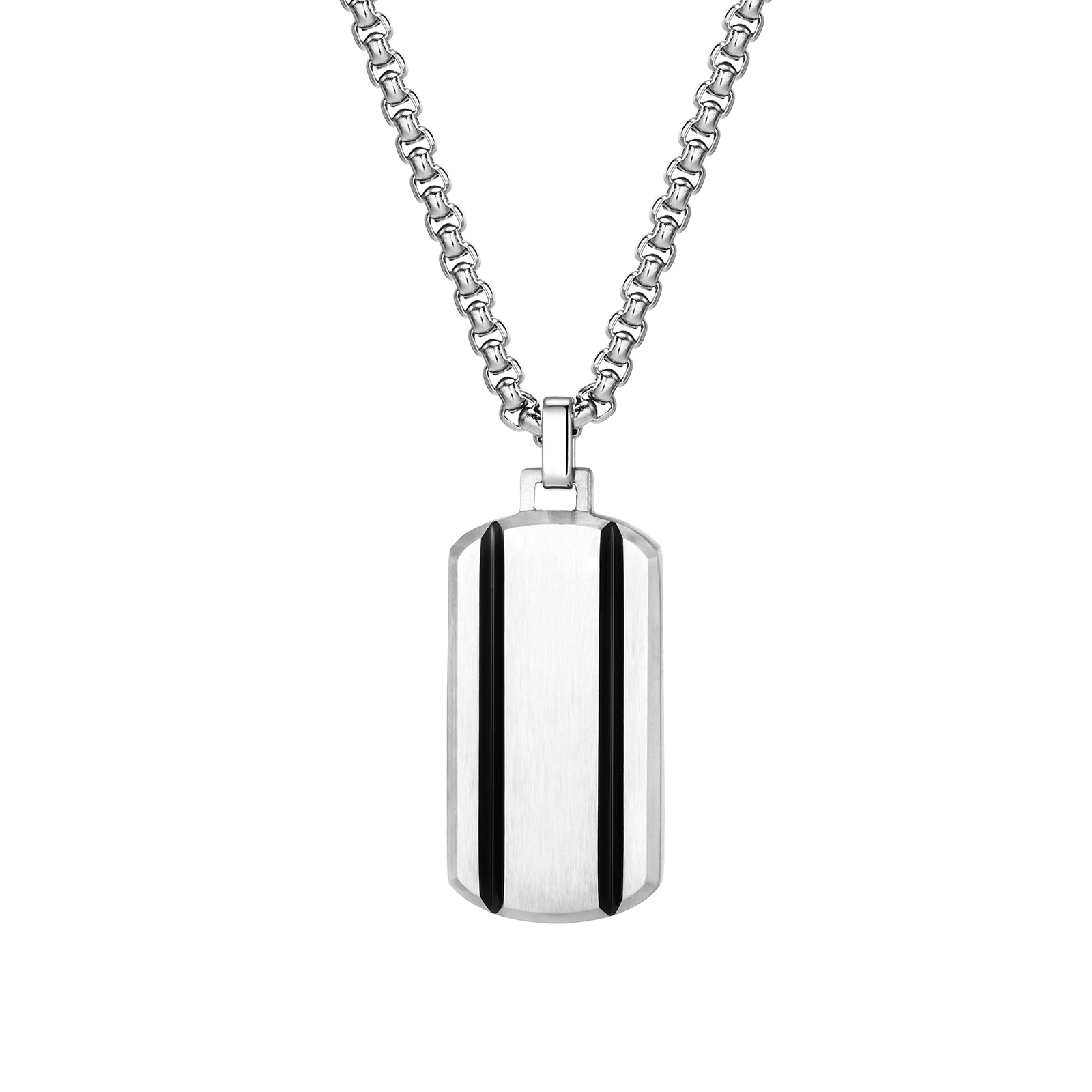 Men's Dog Tag with Black Etched Lines