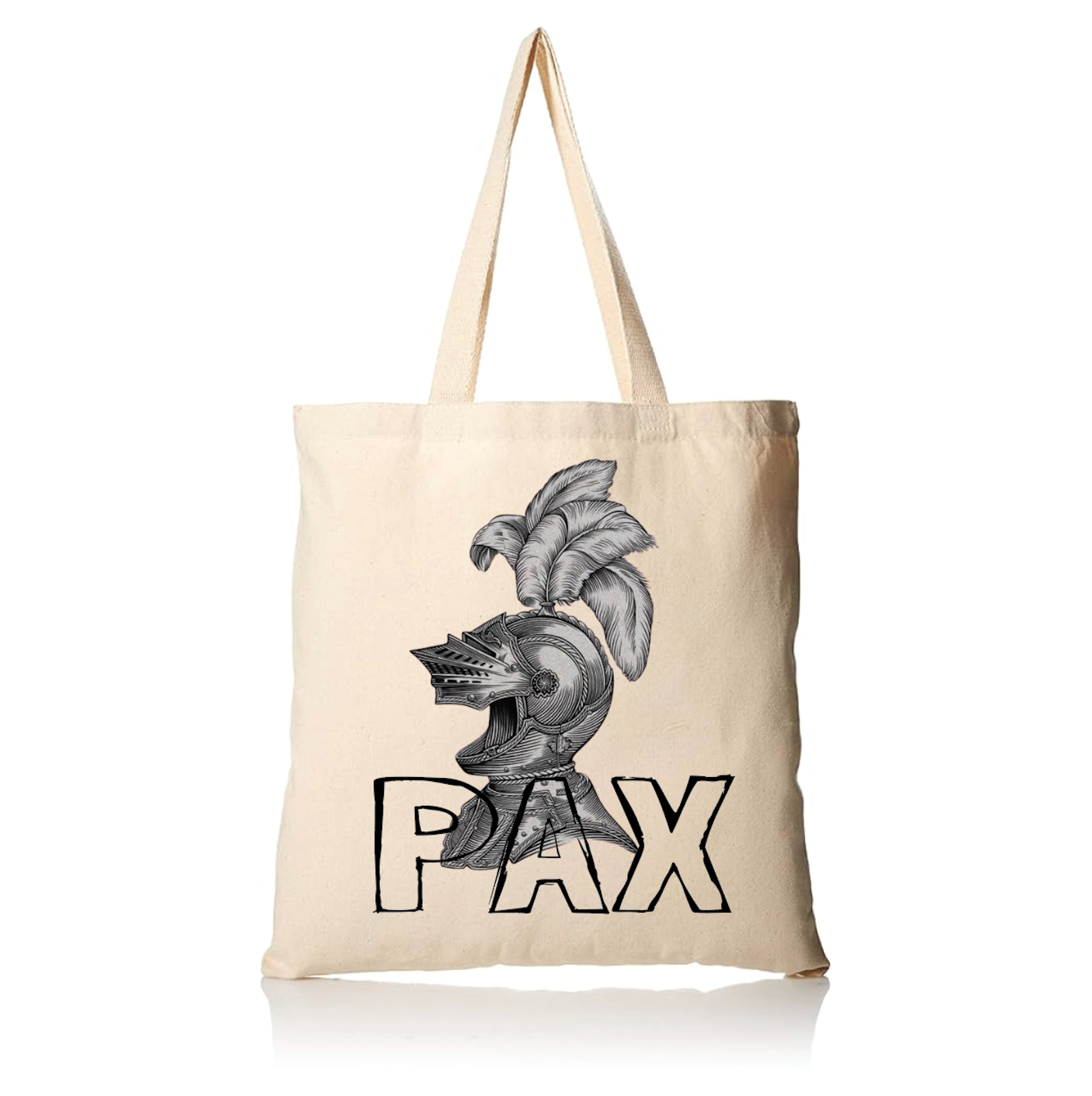 Cotton Tote Bag - Medieval knight helmet with PAX Insignia