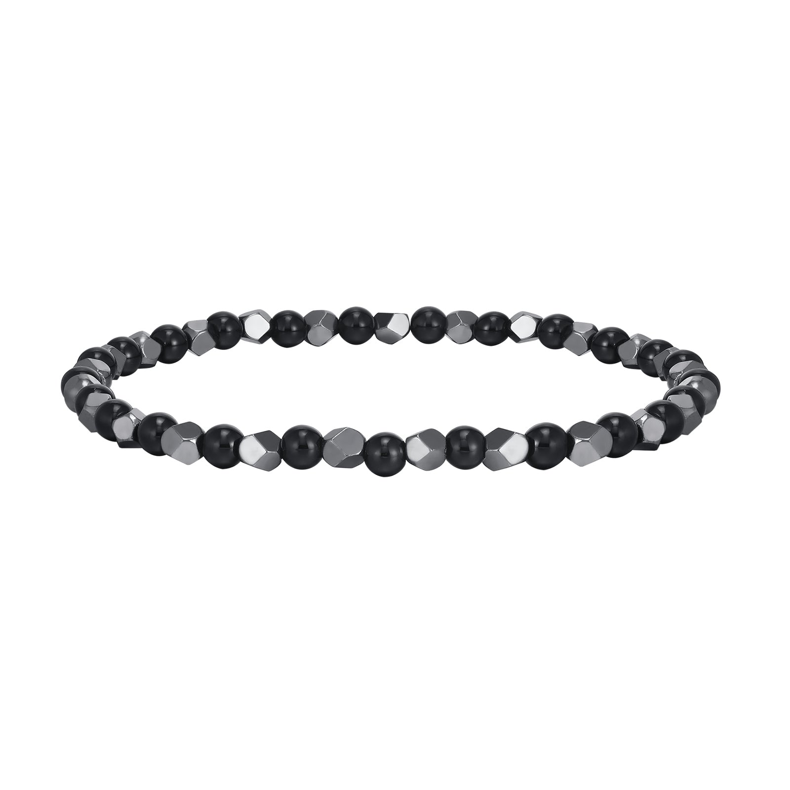 Black Onyx & Hematite Beaded Bracelet, 4mm
