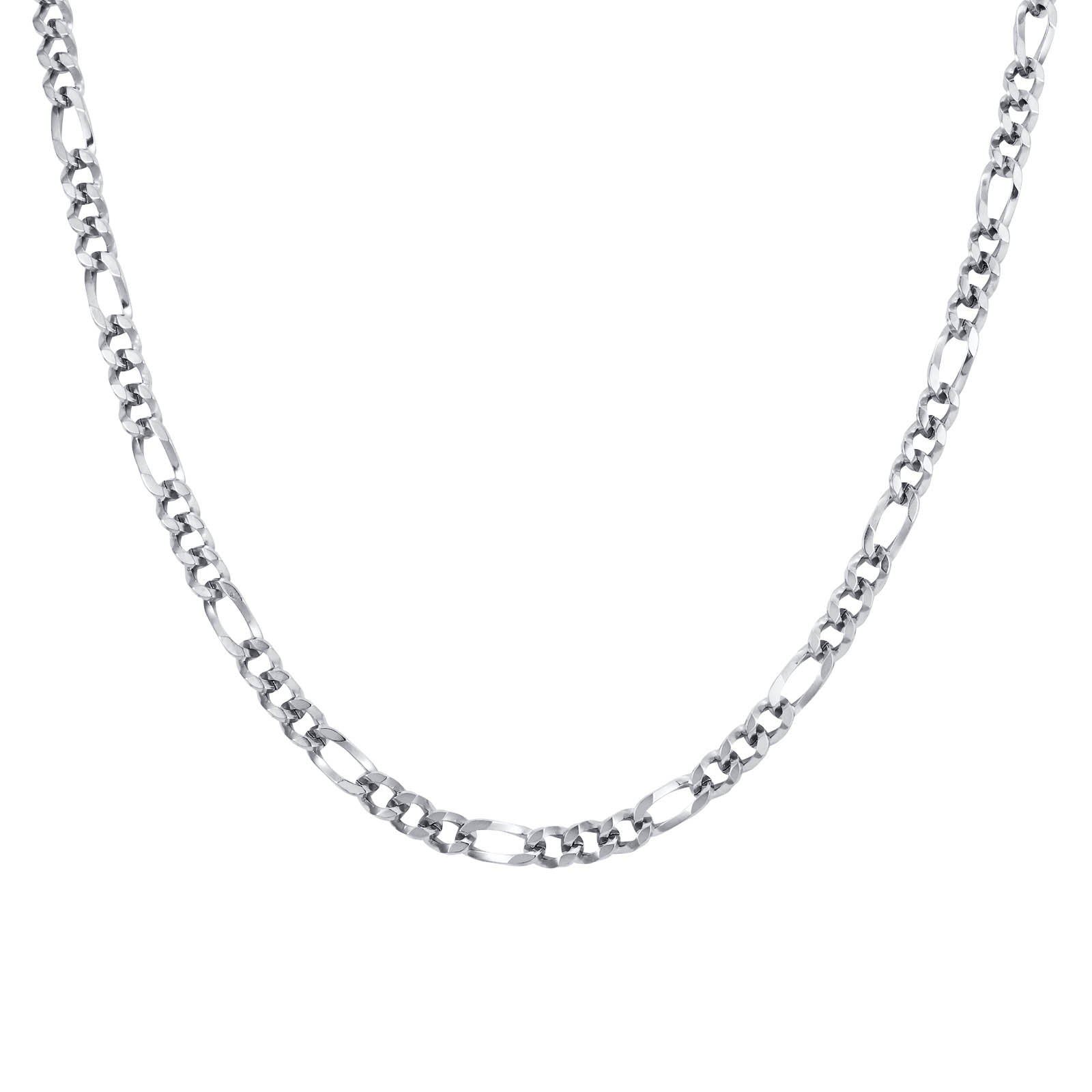 Figaro Chain Necklace, Shaved, Silver, 5.5mm