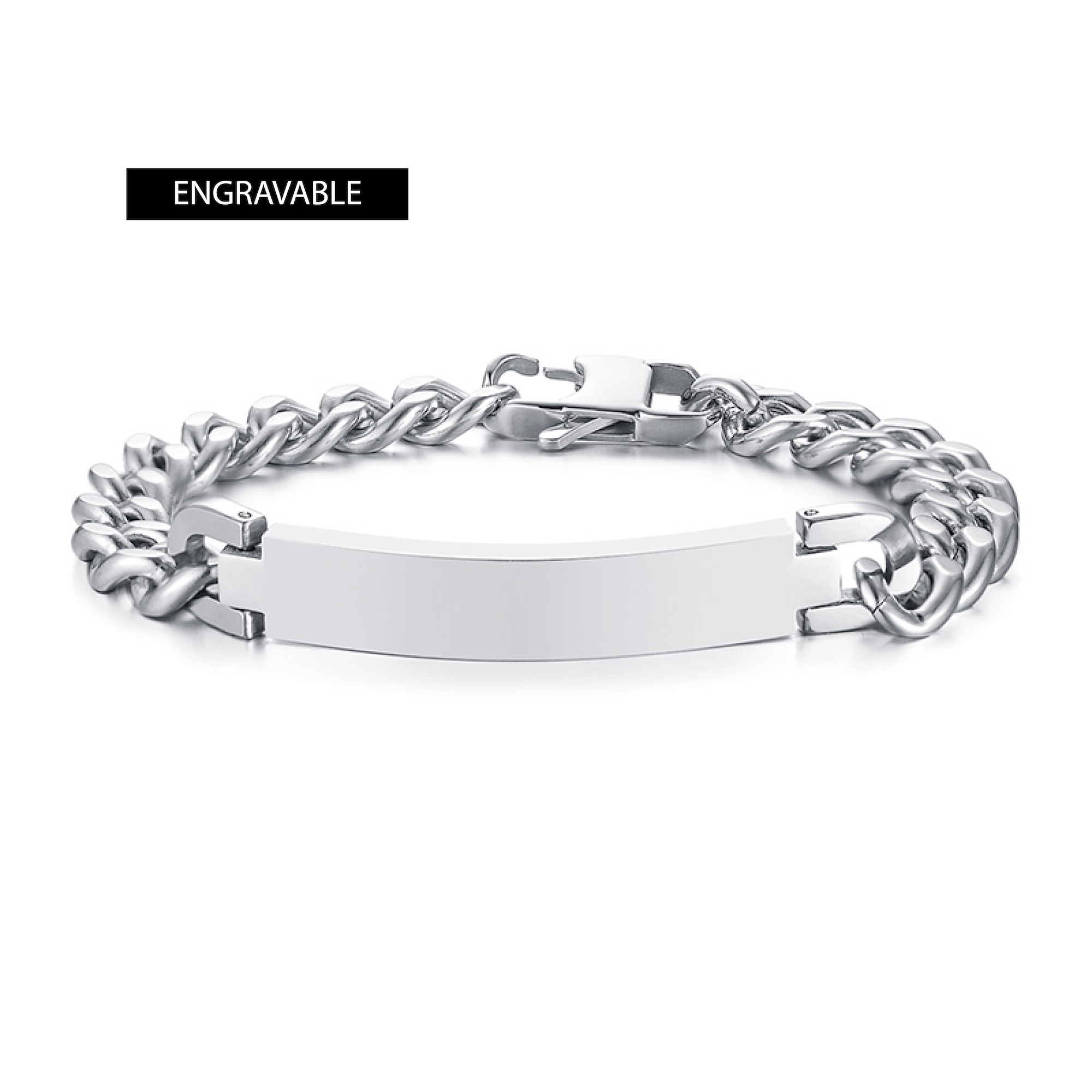 Name Tag Bracelet, Stainless Steel, 9mm