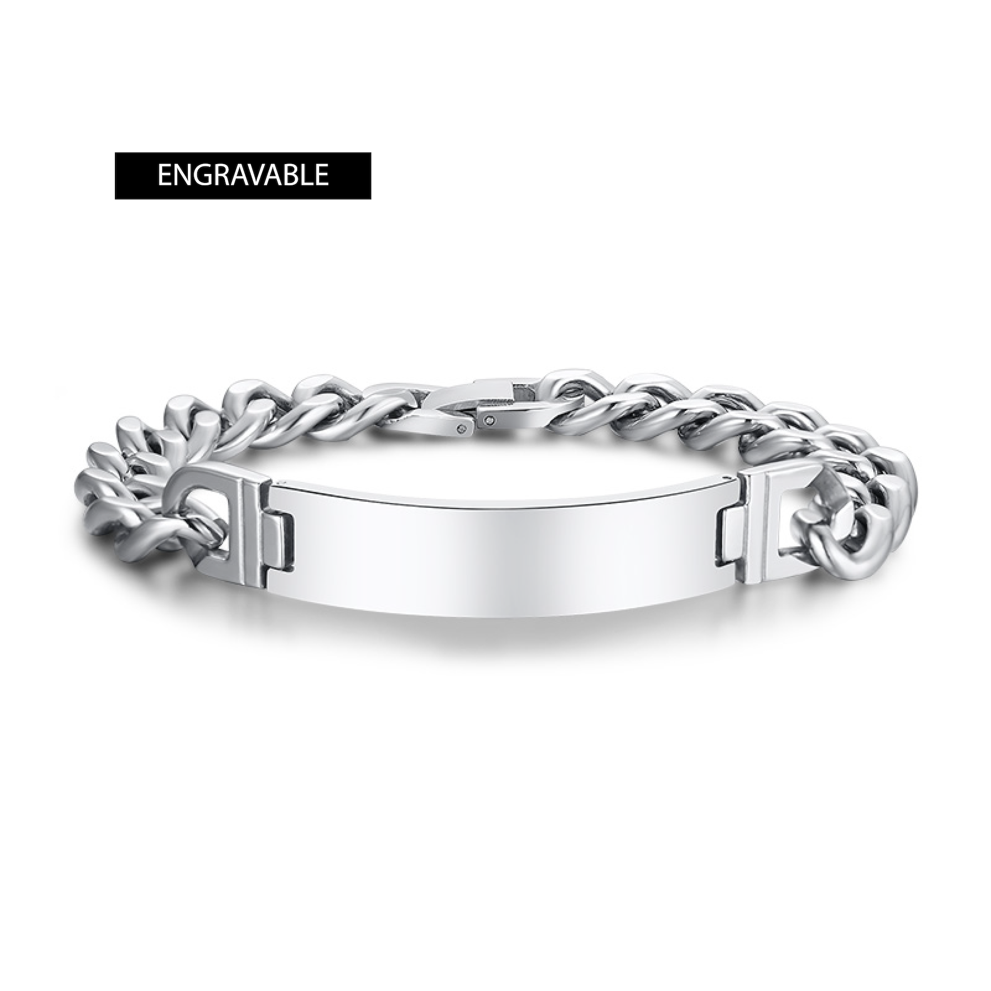 Name Tag Bracelet, Stainless Steel, 11mm