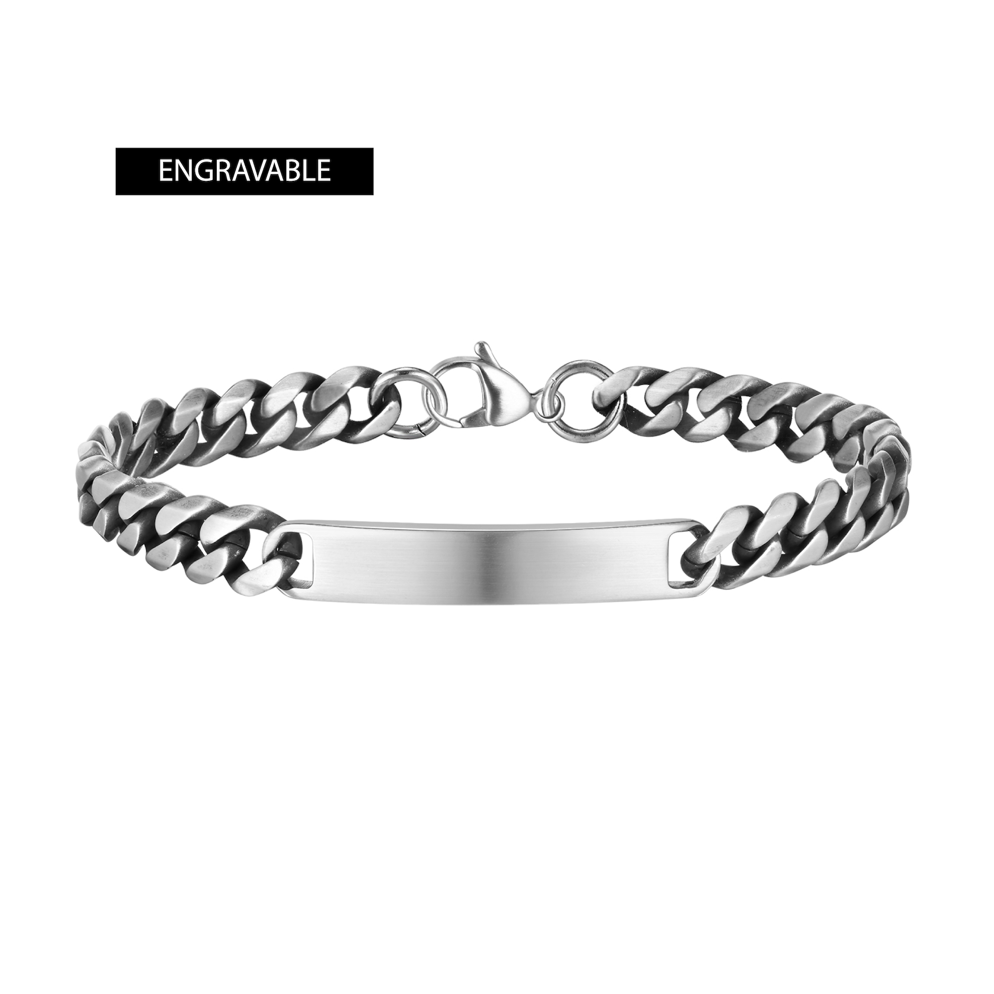 Name Tag Bracelet, Stainless Steel, 8.8mm
