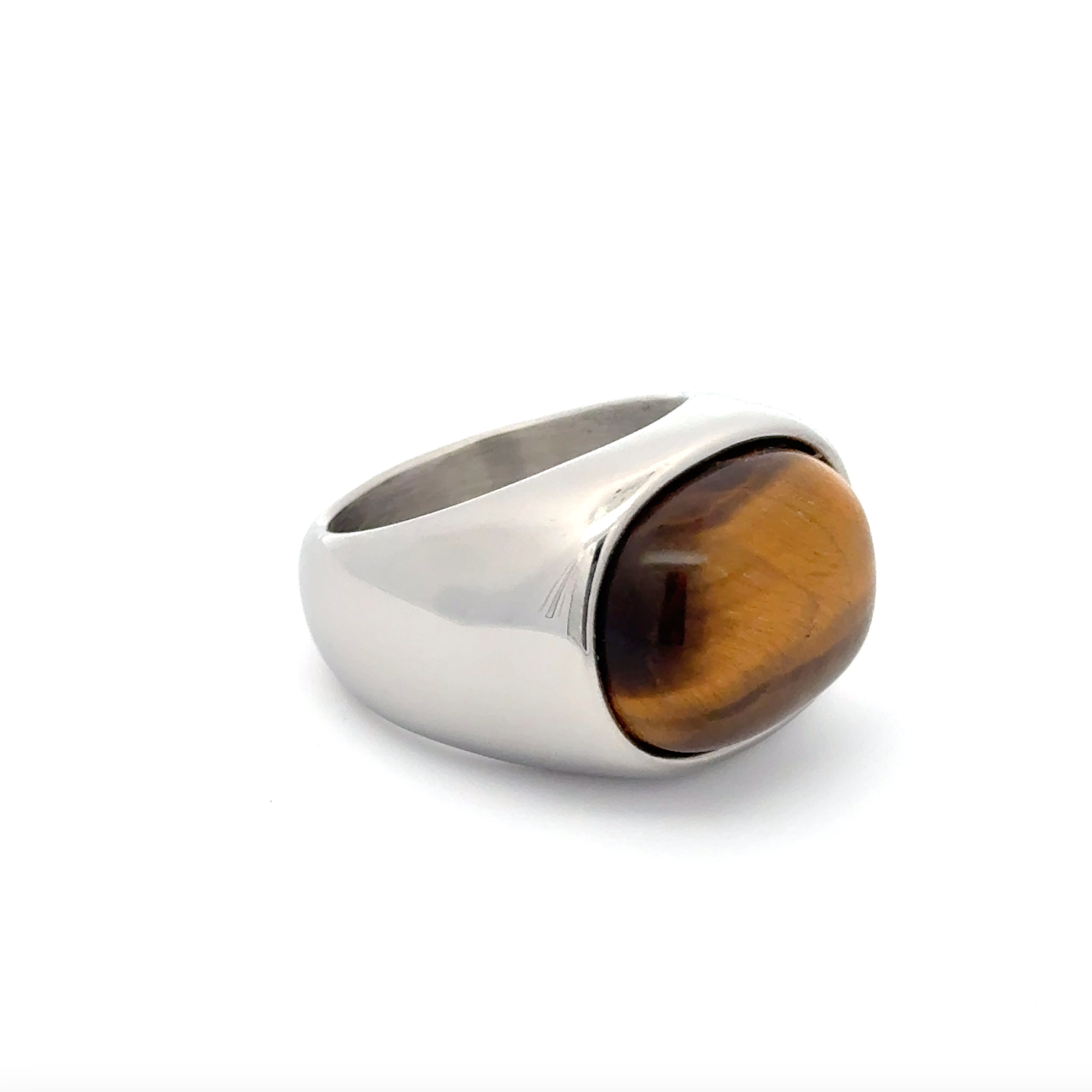 Tiger Eye Bulky Pinky Signet Ring