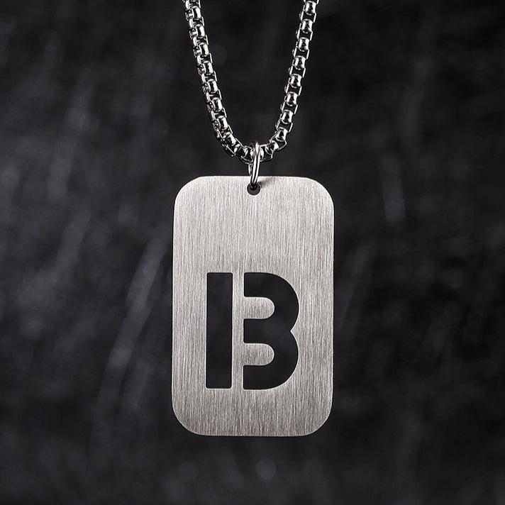 Cutout Initial Monogram Pendant Tag Necklace A-Z