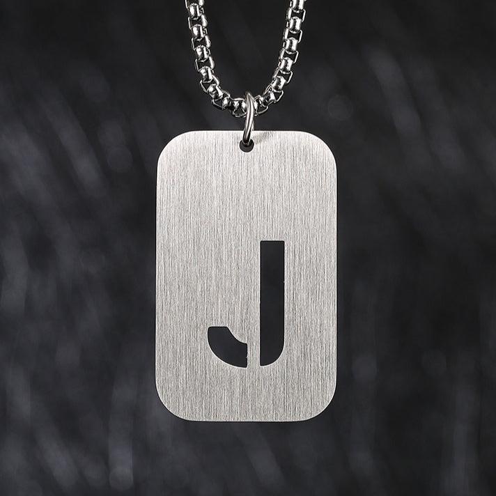 Cutout Initial Monogram Pendant Tag Necklace A-Z