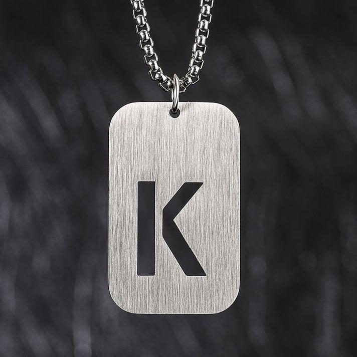 Cutout Initial Monogram Pendant Tag Necklace A-Z