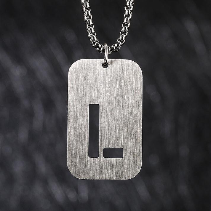 Cutout Initial Monogram Pendant Tag Necklace A-Z