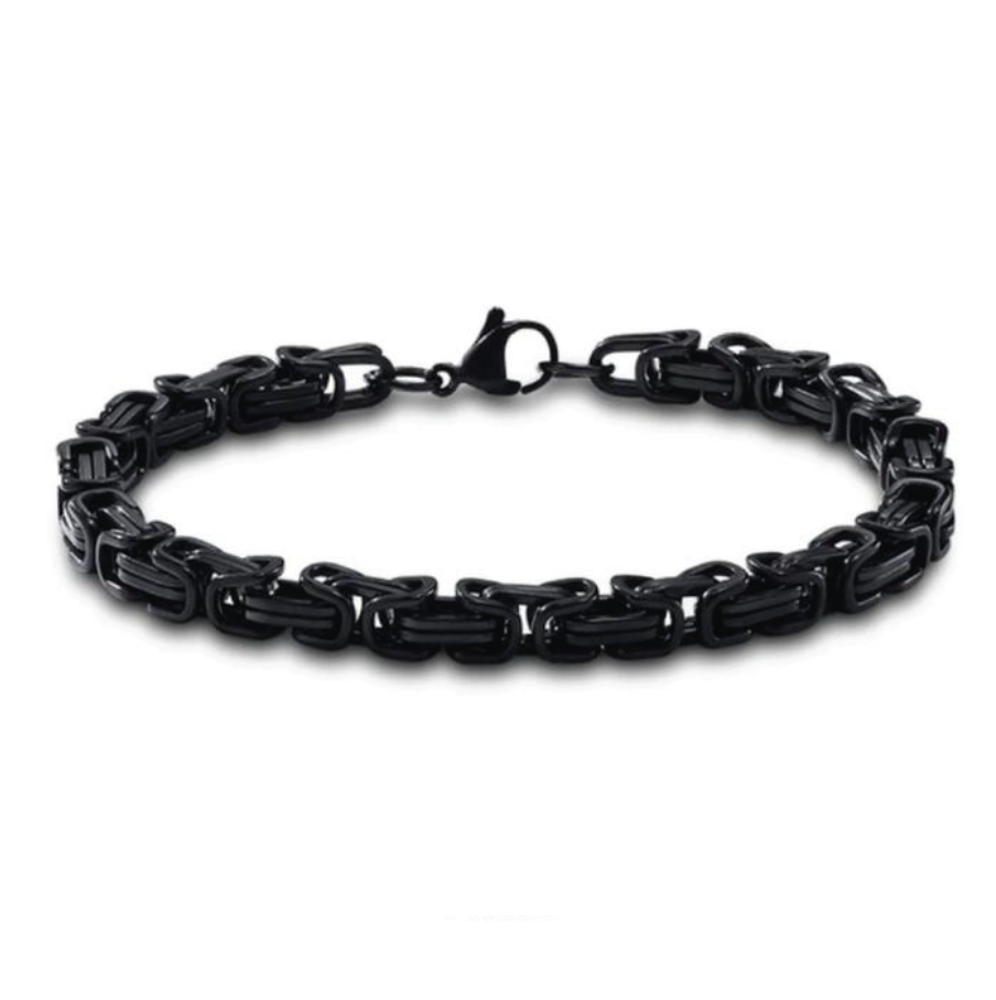 mens byzantine link bracelet black