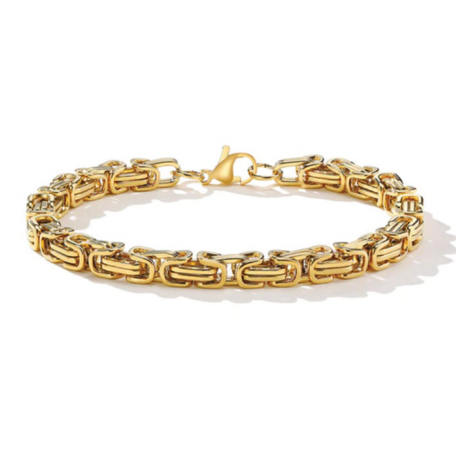 mens byzantine link bracelet gold