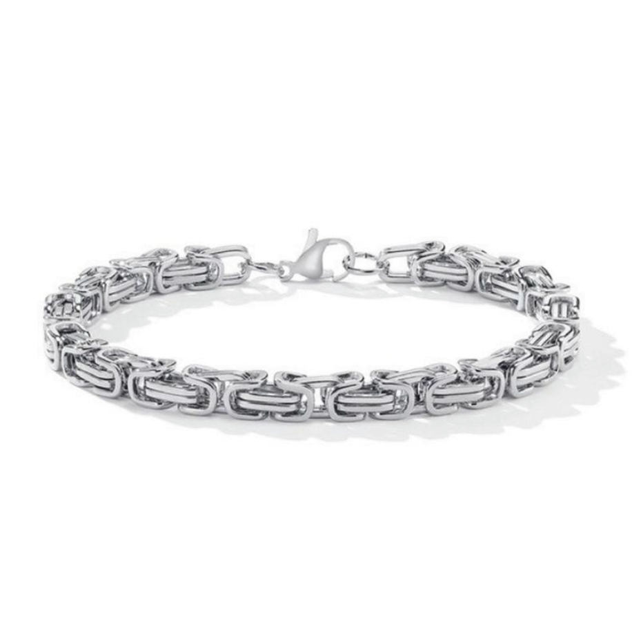 mens byzantine link bracelet silver